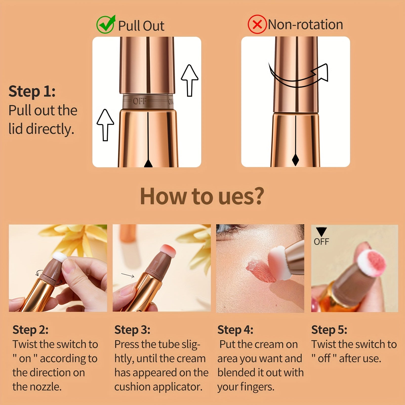 Highlighter Cream with Sponge Applicator for Brightening Makeup