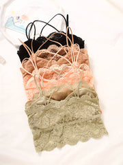 4pcs Lace Wireless Bras Comfy & Breathable Scallop Trim Bra