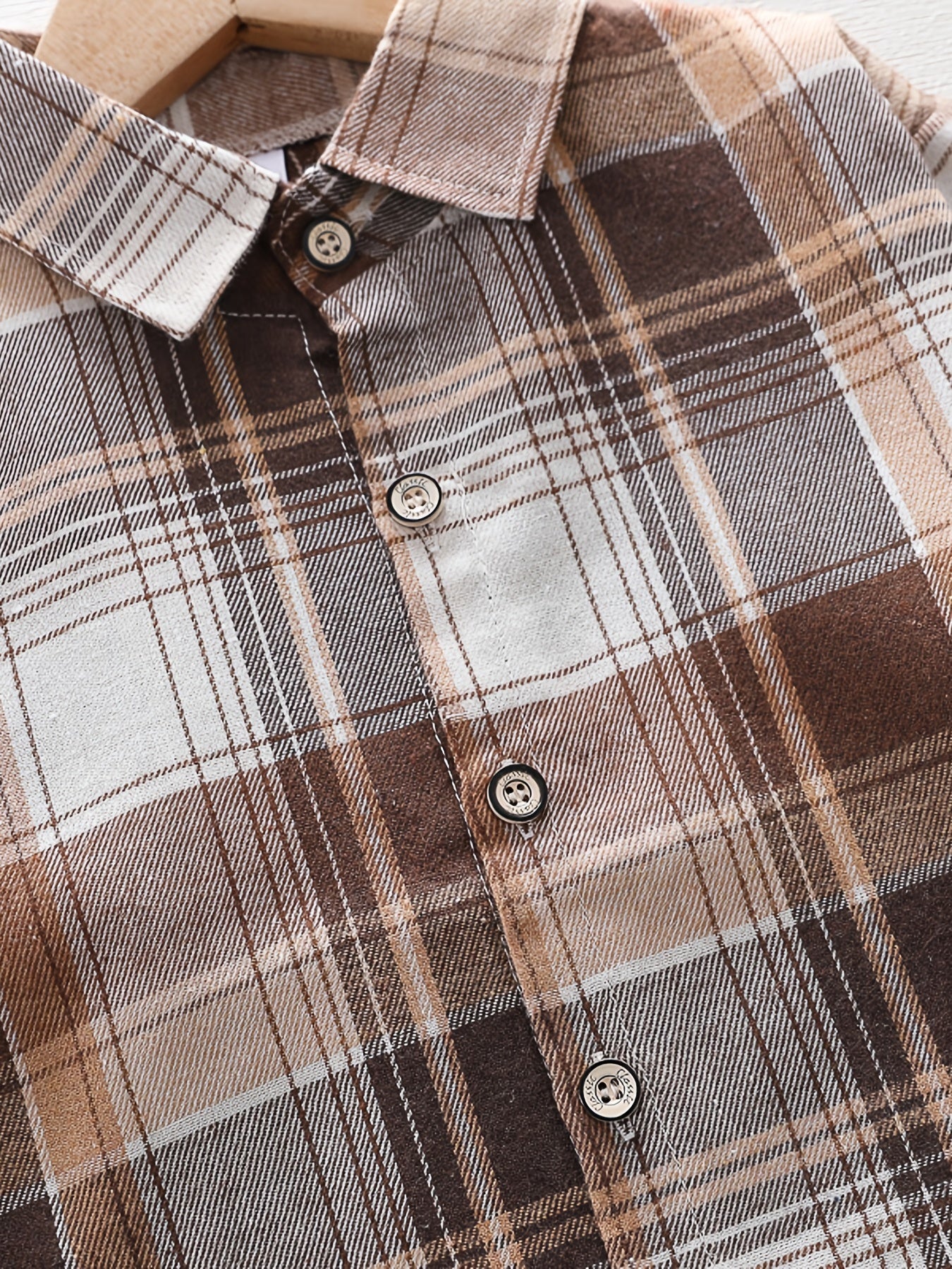 Boys Plaid Lapel Shirts Long Sleeve Button Down Tops Spring Fall Outwear