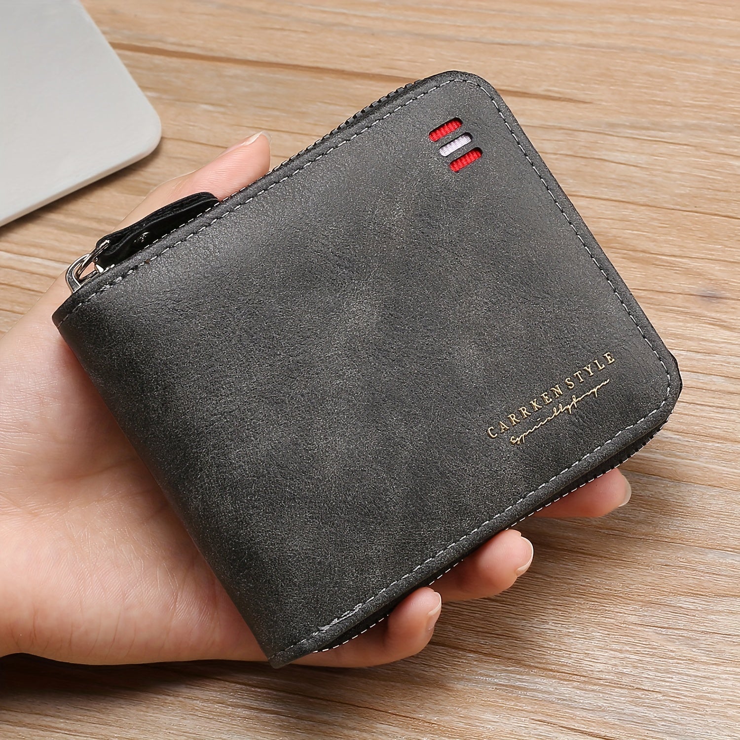 Men's Zipper Short Wallet Bifold Money Clip Gift