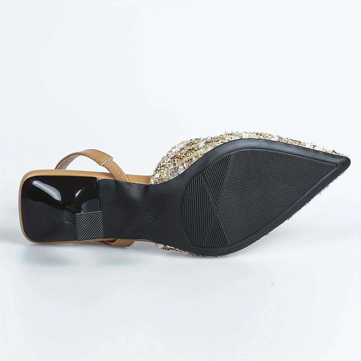 Women's Tweed Slingback High Heels Pointed Toe Slip On Stiletto Heels