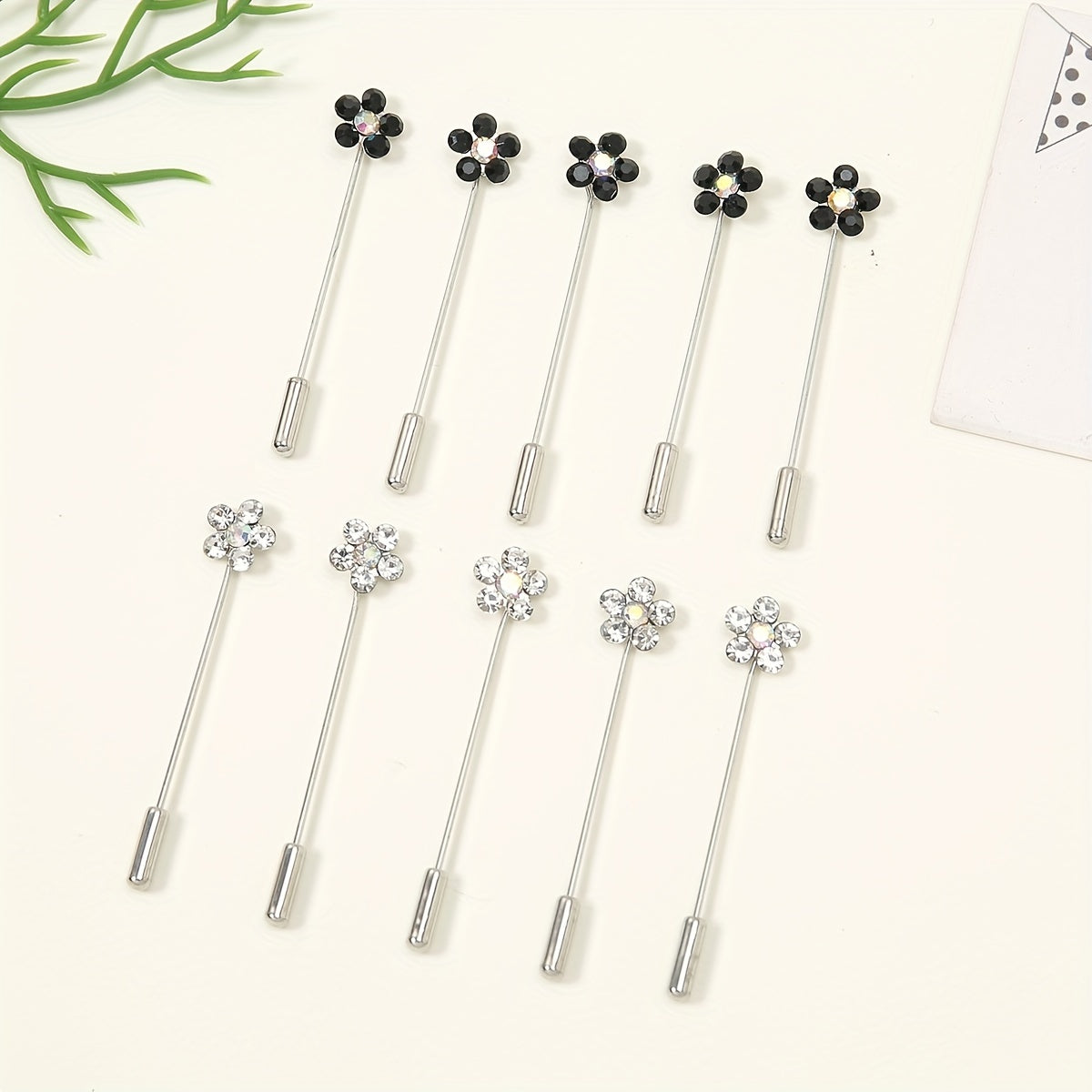 10pcs Colorful Flower Scarf Pin Rhinestone Turban Clip Hijab Shawl Brooch