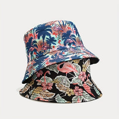 Flamingo Print Bucket Hat Lightweight Sunscreen Basin Hat