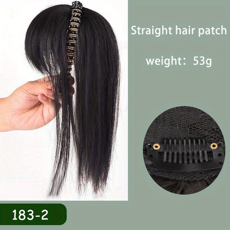 Short Curly Hair Topper w/Bangs & Headband Clip In Extensions