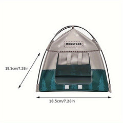 Mini Grey Doll Tent Portable Camping Scene Accessory Mesh Windows & Storage