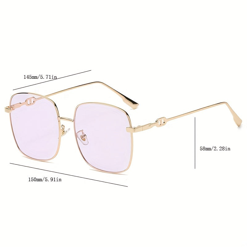 Women's Large Square Sunglasses Metal UV400 Sun Shades Glasses
