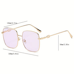 Women's Large Square Sunglasses Metal UV400 Sun Shades Glasses