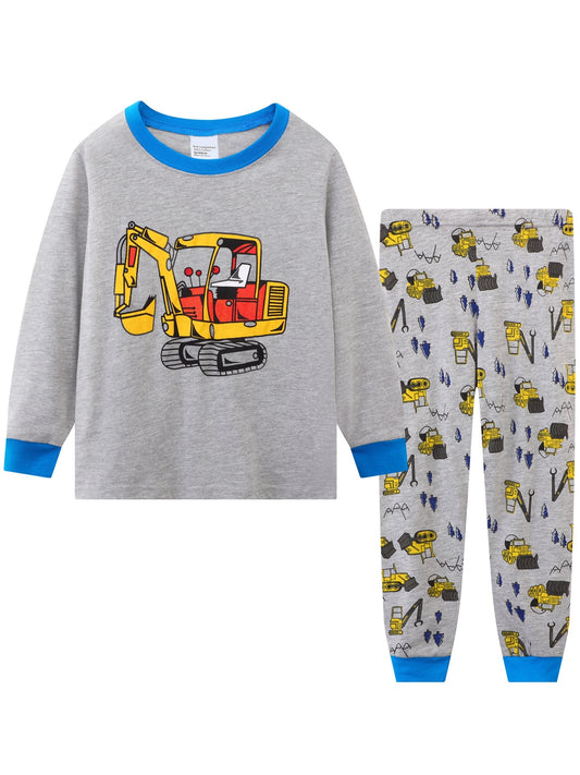 Cartoon Excavator Pajamas Long Sleeved Suit Home Clothes