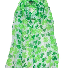 Voile Green Scarf Lucky Clover St Patrick's Shawl Four Leaf Clover Neck Scarf