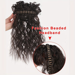 Short Curly Hair Topper w/Bangs & Headband Clip In Extensions