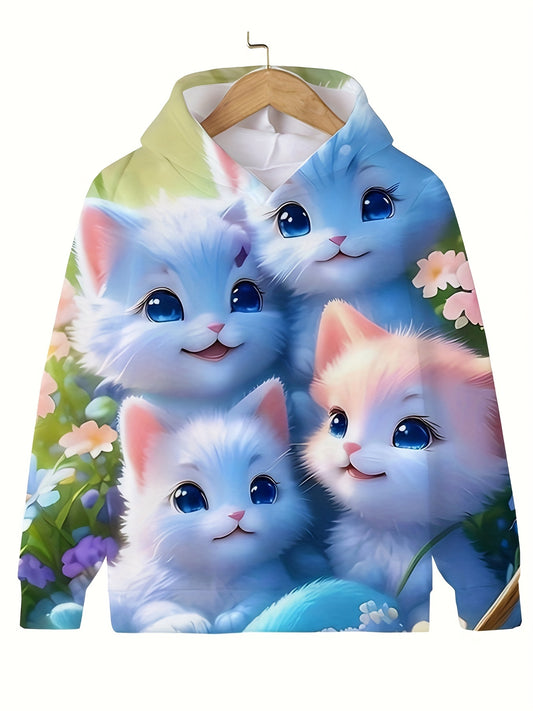 Kitty Friends Hooded Sweatshirt Girls Casual Pullover