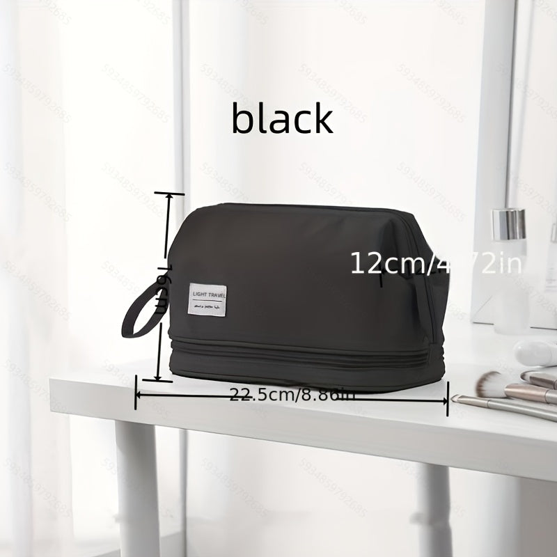 Large Capacity Makeup Bag with Brush Organizer Portable Travel Cosmetic Pouch