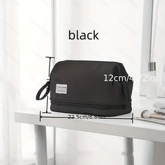 Large Capacity Makeup Bag with Brush Organizer Portable Travel Cosmetic Pouch