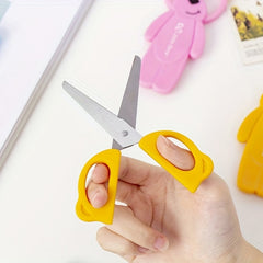 Mini Bear Plastic Scissors Paper Cutting Stationery Safety Small Scissors