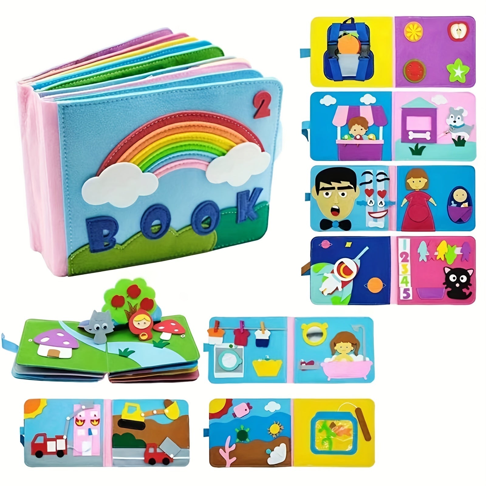 Washable Toddlers Busy Board 3D Baby Cloth Book Early Learning Education Toys