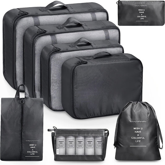 8PC Luggage Packing Cubes Set Waterproof Tavel Luggage Organizer For Suitcase