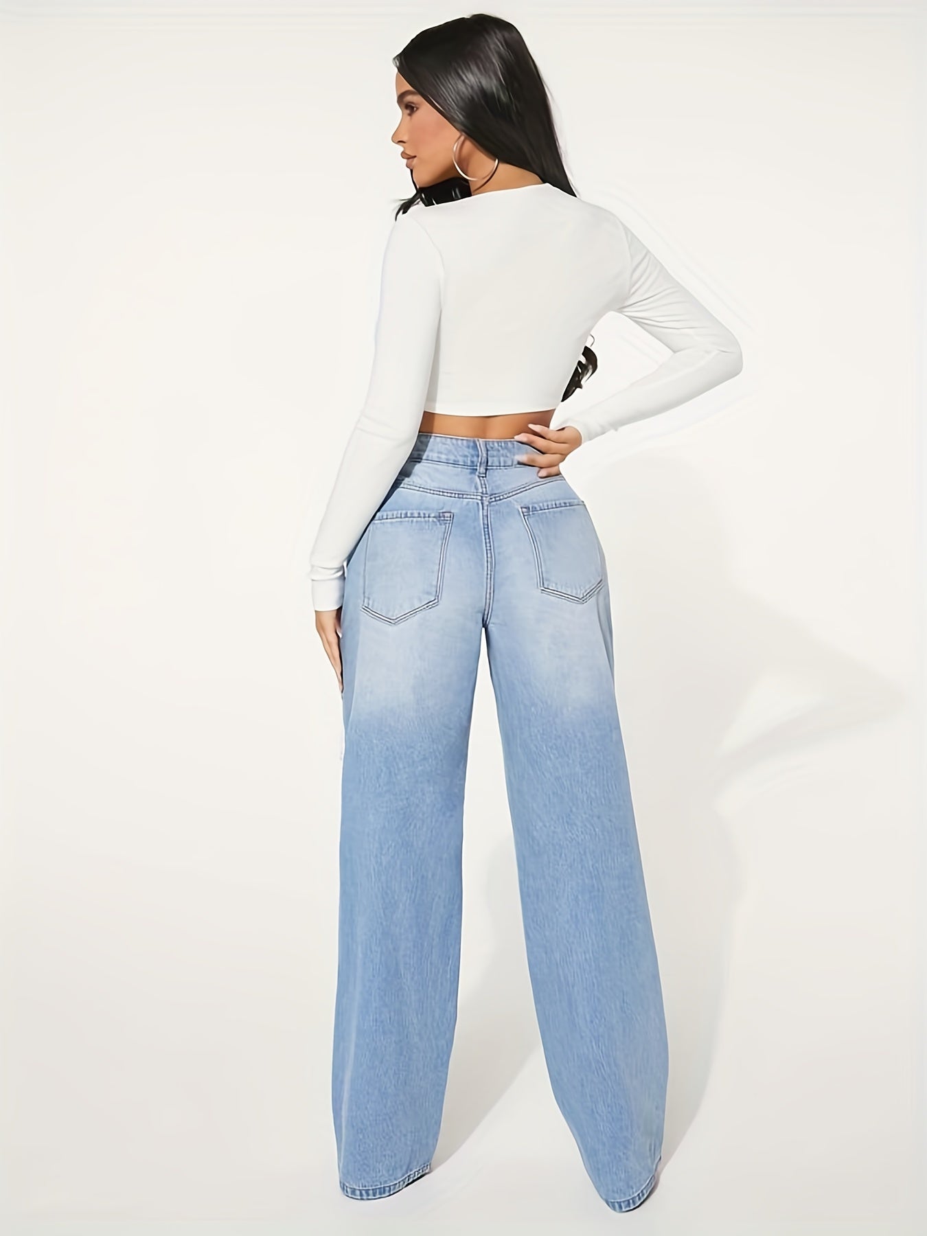 Distressed Casual Denim Pants Women's Jeans