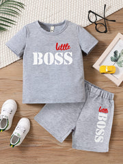 2 Boys Little Pattern T Shirts & Shorts Set Kids Summer Clothes