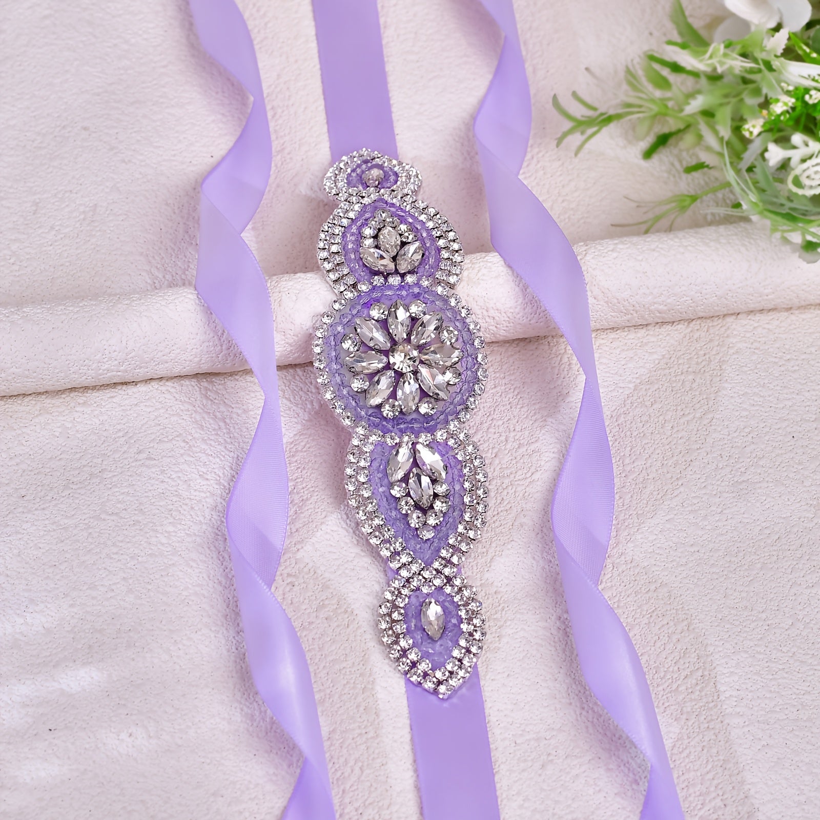 Purple Rhinestone Belt for Bridal Gowns & Evening Dresses