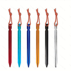 12pcs Colorful Aluminum Ground Nails with Reflective Rope for Camping