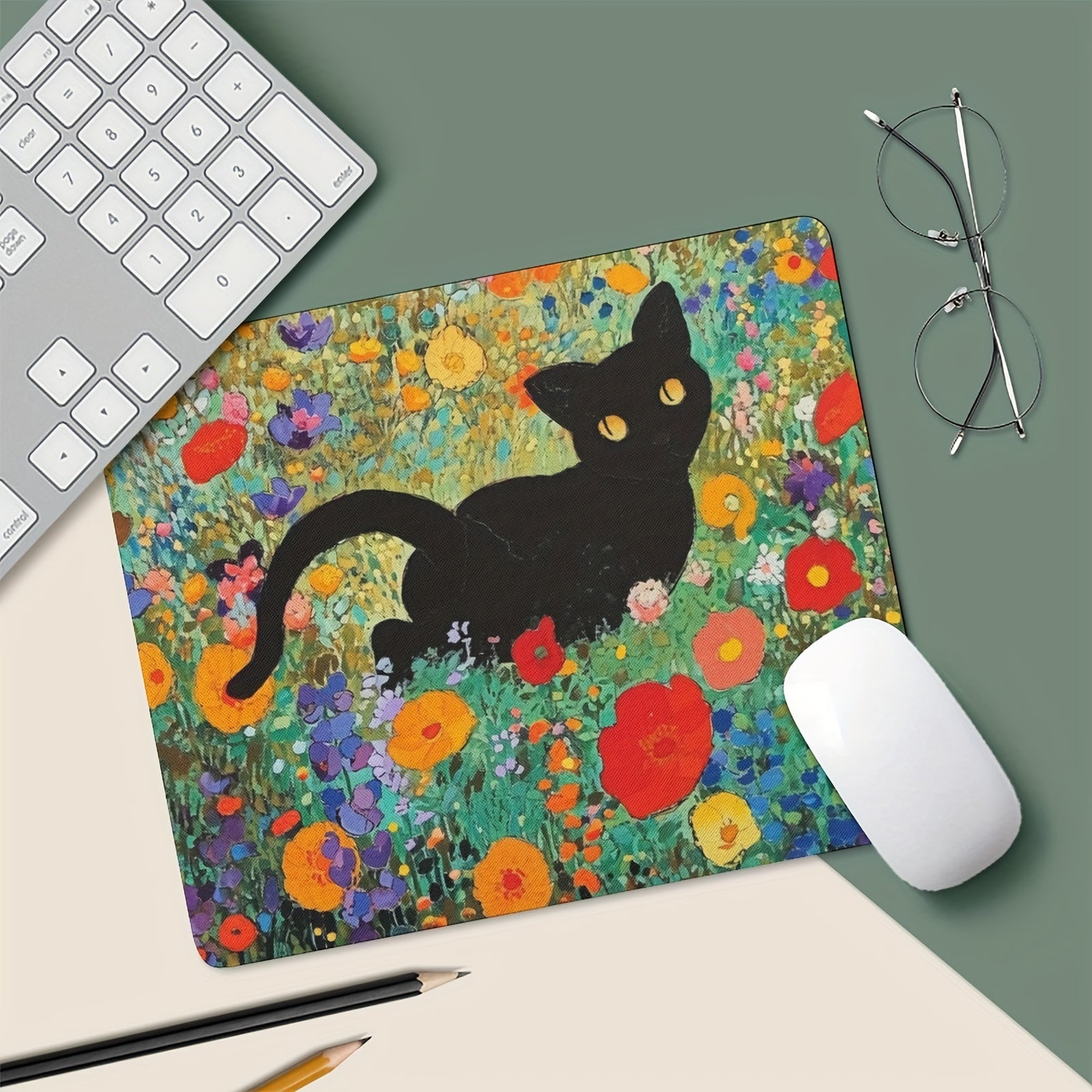 Tabby Cat Mouse Pad Square Mouse Pad Wireless Mouse Office Computer Mouse Pad