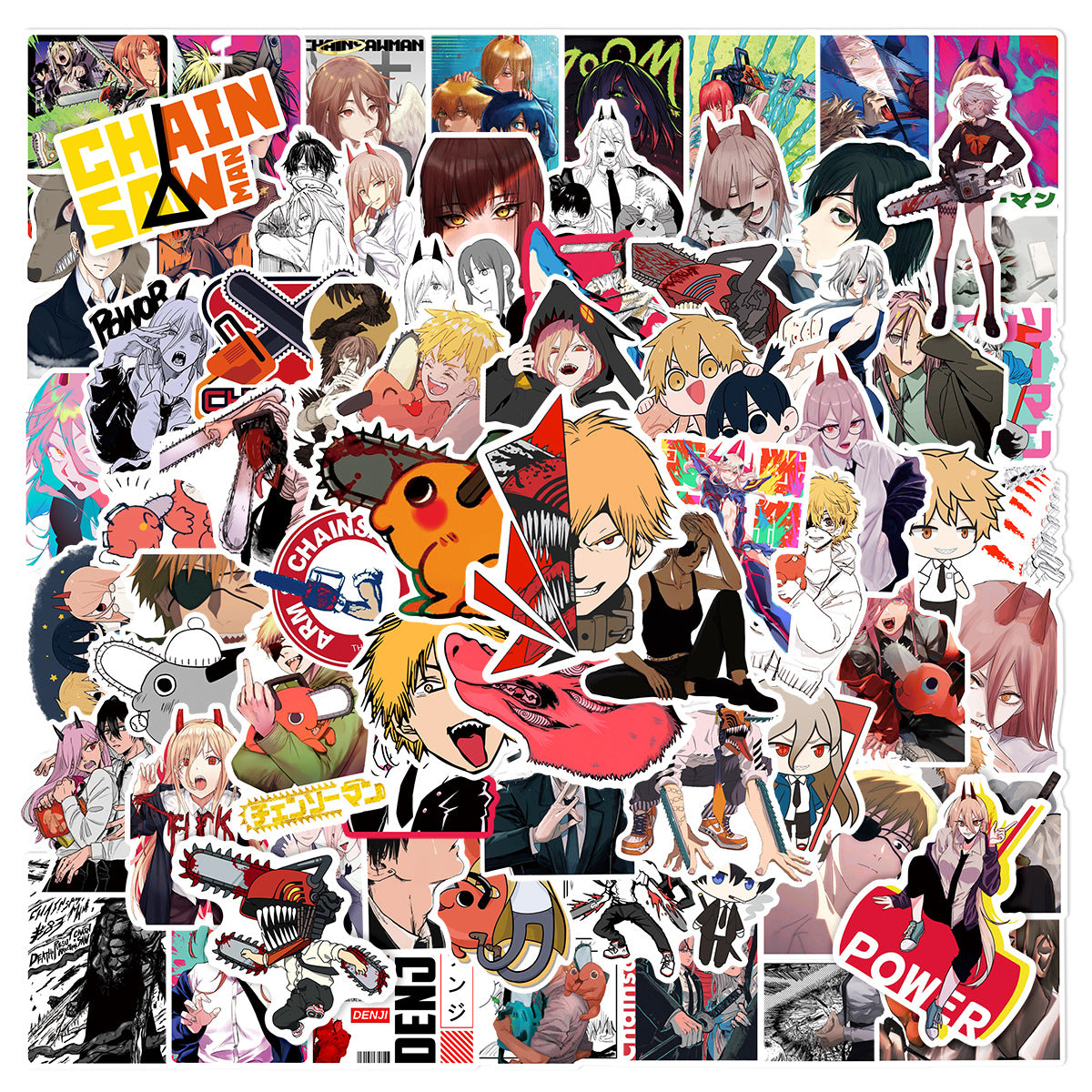 100 PCS CHAINSAW MAN Graffiti Stickers - Waterproof PVC Stickers