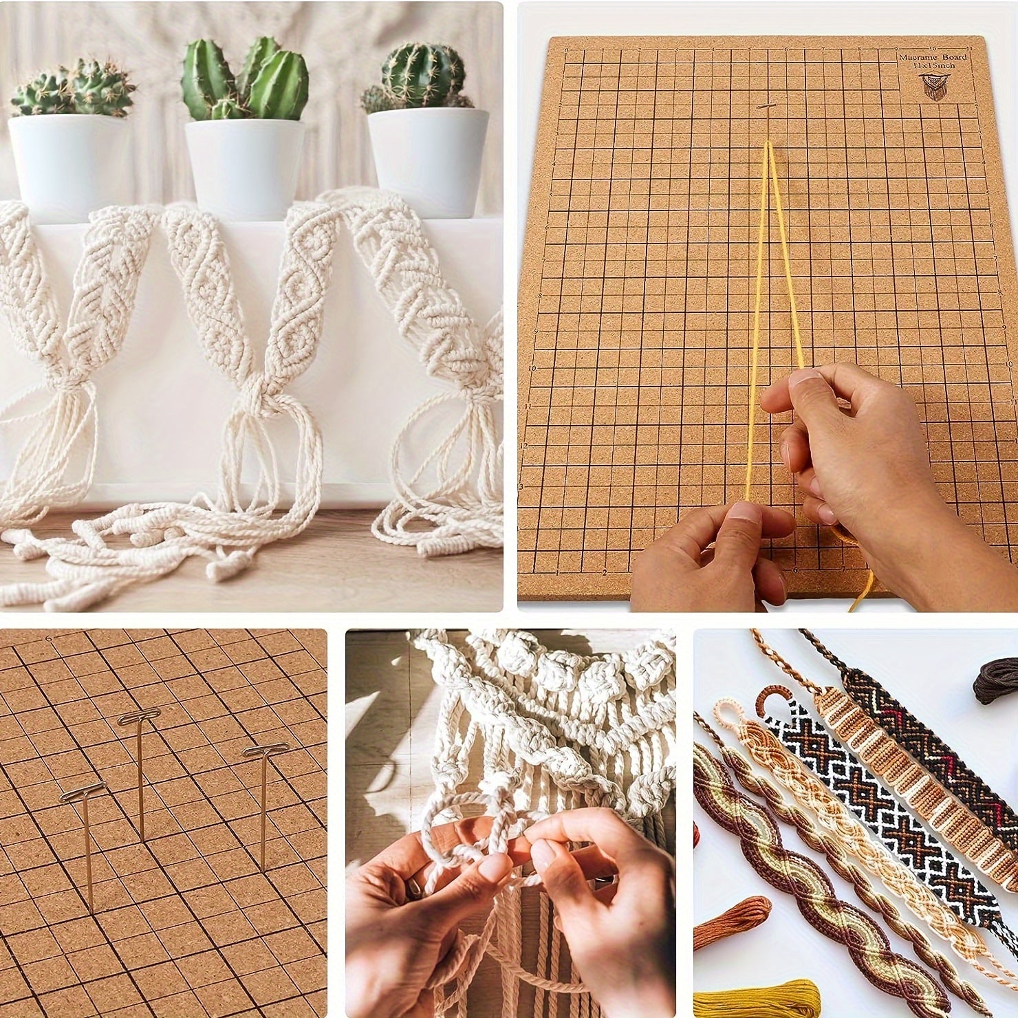 Cork Macrame Board Braiding Grid DIY Tool Reusable Macrame Cork Board