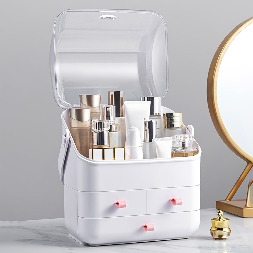 Makeup Storage Organizer Clear Cover Cosmetic Display Case With Drawers