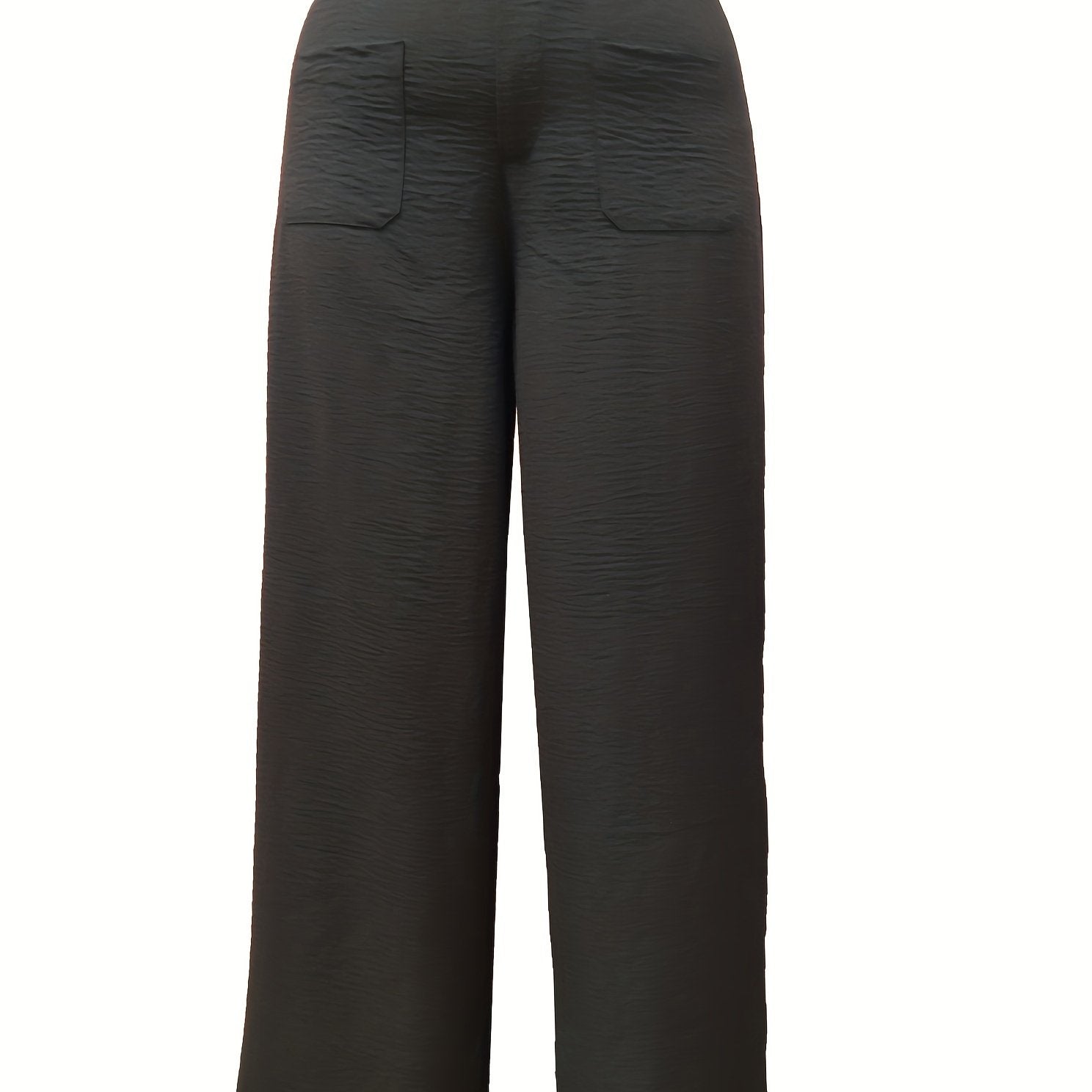 Women's Plus Solid Wide Leg Pants High Rise Button Fly