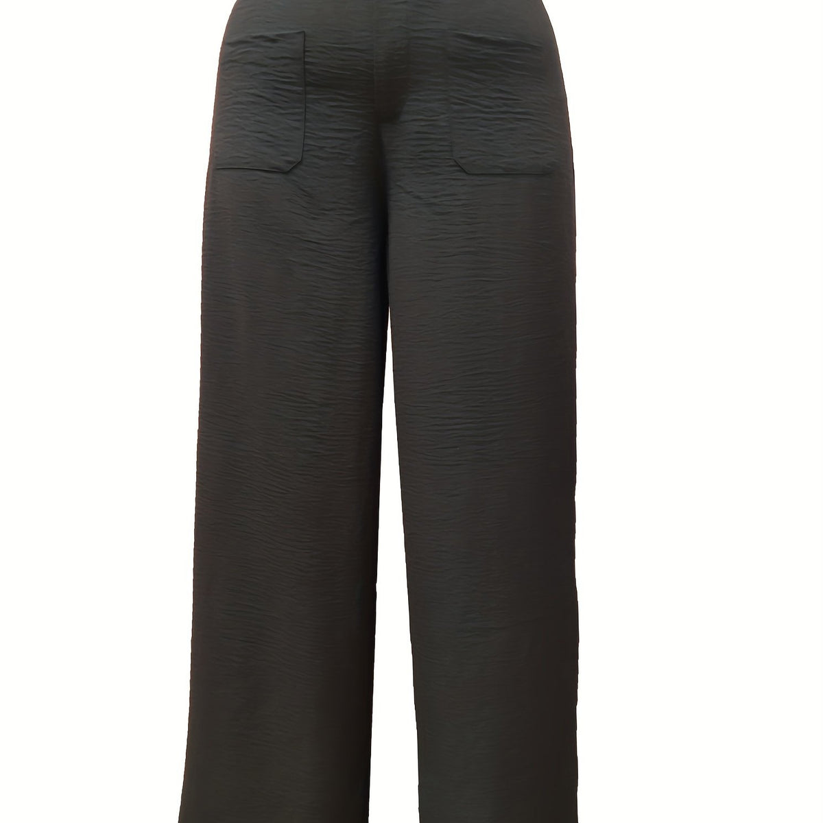 Women's Plus Solid Wide Leg Pants High Rise Button Fly