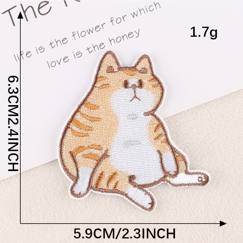 5pcs Cat Cartoon Embroidered Cloth Patch Stickers DIY Clothing Accessories