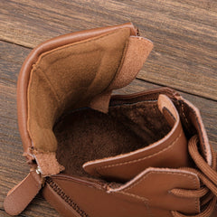 Women's Chunky Heel Lace-Up Boots Side Zipper Comfortable Outdoor