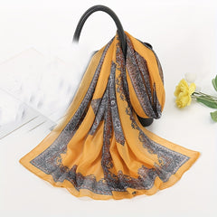 Boho Chiffon Scarf Paisley Print Thin Shawl Silk Head Wrap