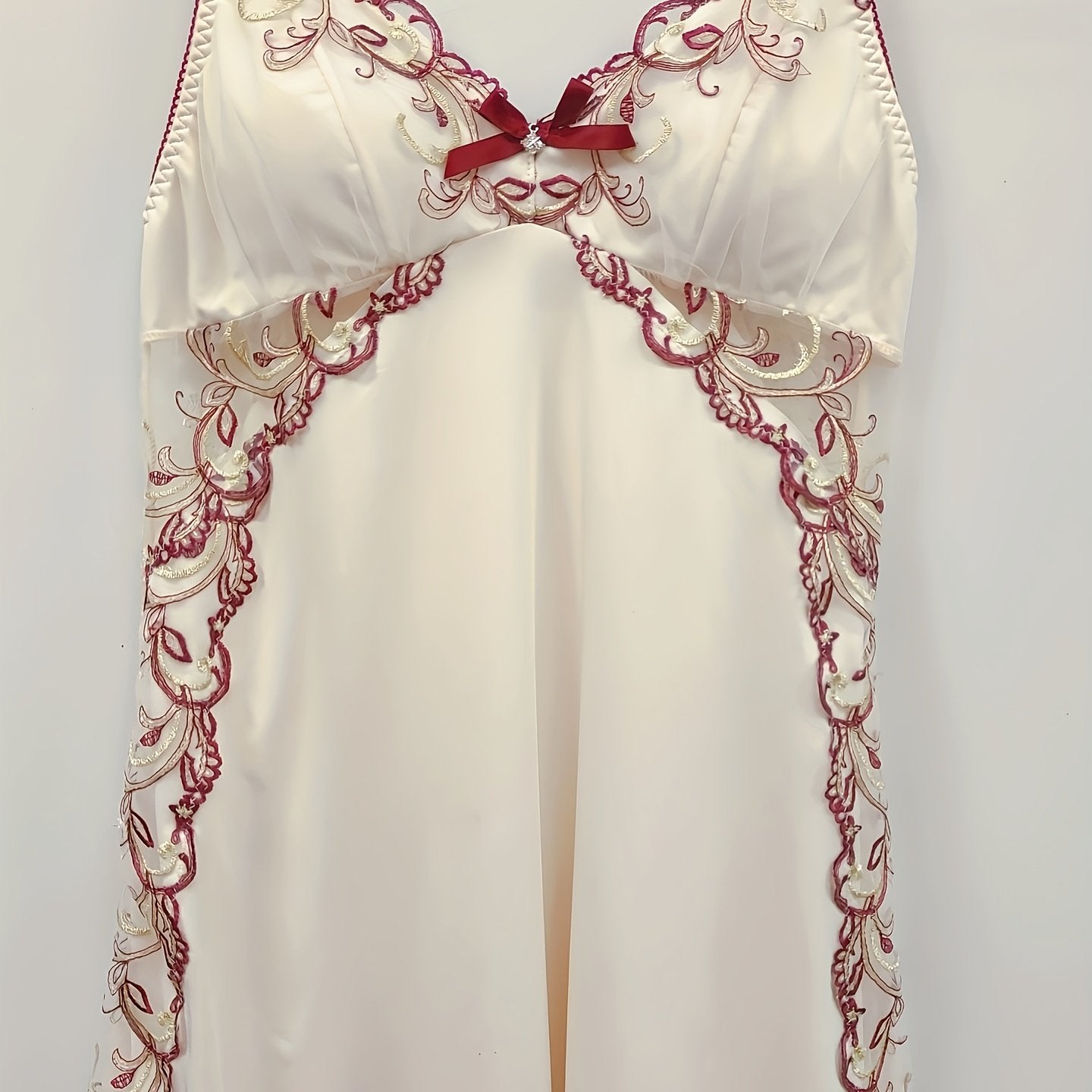 Sexy Lace Slip Dress Deep V Back Bow Detail Women's Lingerie