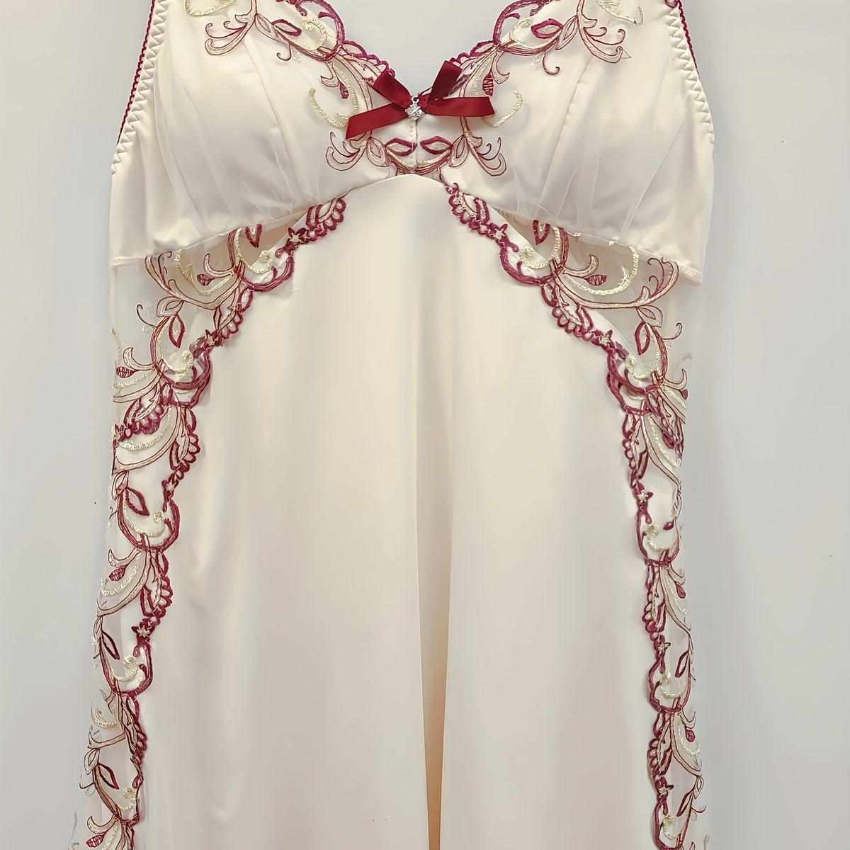 Sexy Lace Slip Dress Deep V Back Bow Detail Women's Lingerie