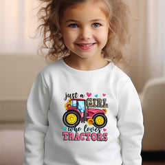 Girls Truck Pattern Crew Neck Sweatshirt for Spring Fall