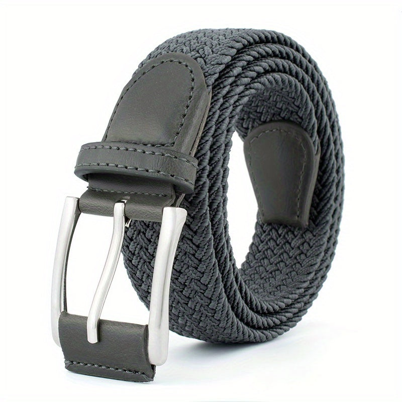 Men's Leather Belt Outdoor Casual Pin Buckle Nylon Braided Belt
