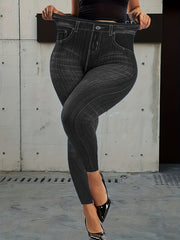  Denim Print High Rise Leggings