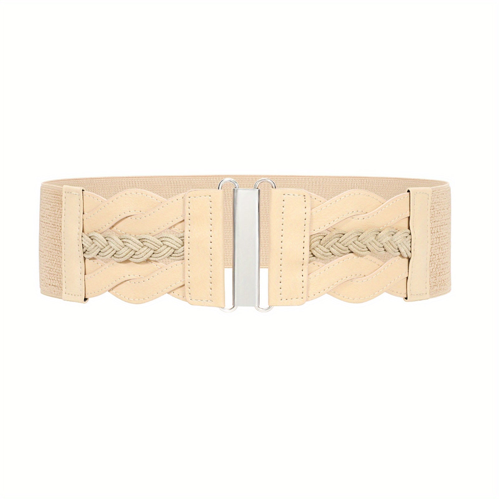 Vintage Braided Wide Elastic Waistband Belt for Women
