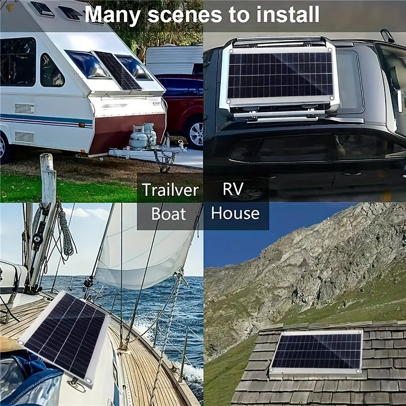 1pc 30W Solar Panel Kit Charge Car Yacht RV Boat & More