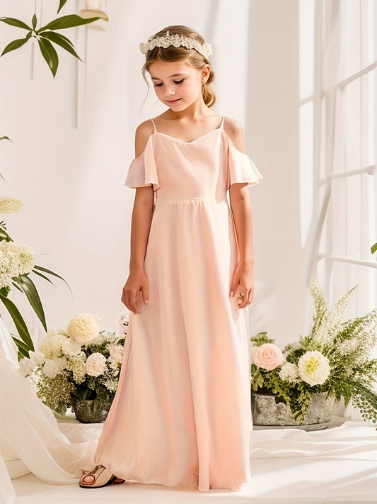Girls Short Sleeve Cold Shoulder Dress for Summer