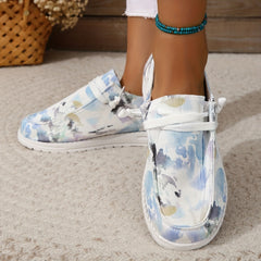 Women's Tie Dye Canvas Slip-On Loafers Casual Walking Shoes
