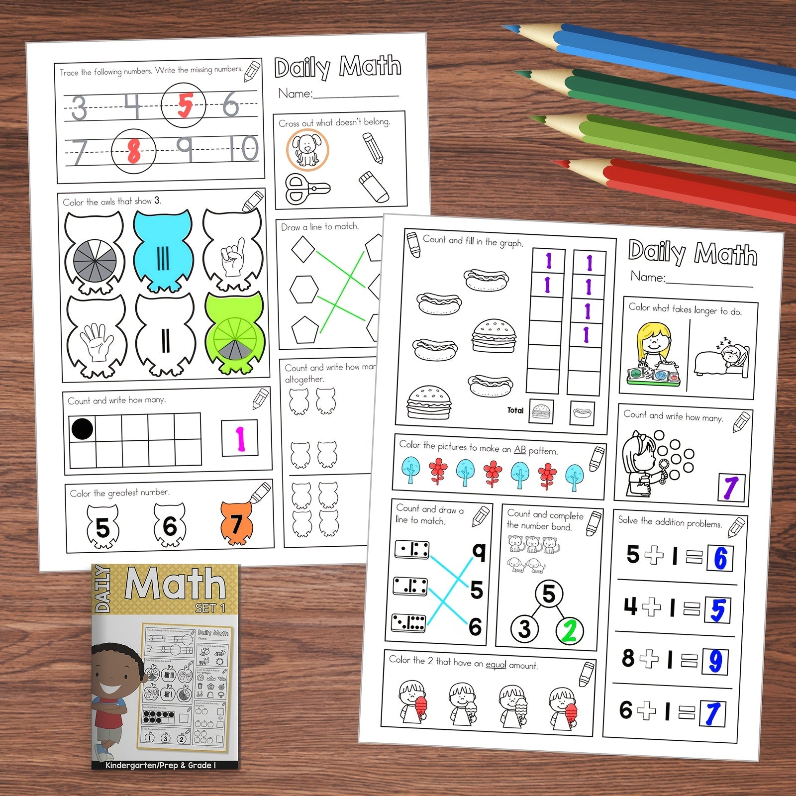 Kindergarten Daily Math Set - 4 Sets for Homeschooling & Classrooms