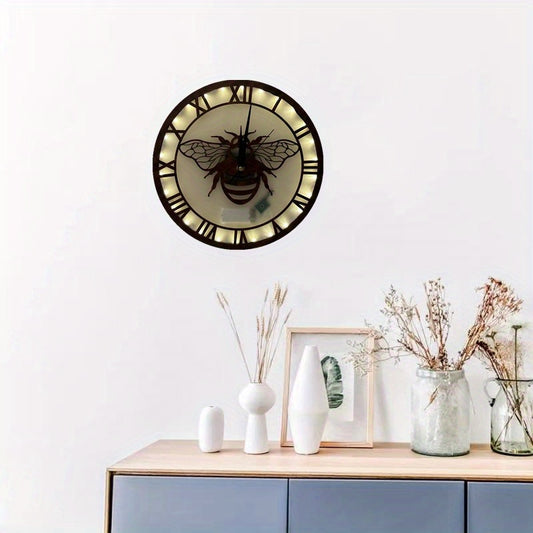 LED Lights Wooden Home Decoration Wall Clock