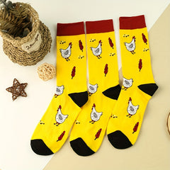 Cartoon Chicken Print Comfy Socks Women's Stockings