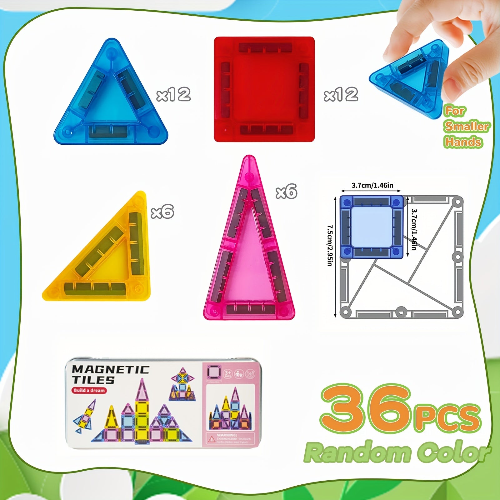 Mini Magnetic Building Blocks Set with Iron Box for Easy Portability