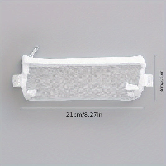 Transparent Mesh Student Pencil Bag Zipper Pencil Case