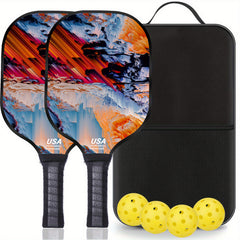 2pcs Pickleball Paddles Set with 4 Balls Lightweight Racket