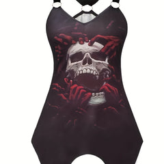 Gothic Skull Print Tank Top Sleeveless