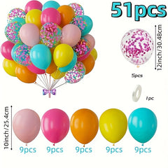 51-Piece Pink & Yellow Latex Balloons Set for Party Decorations